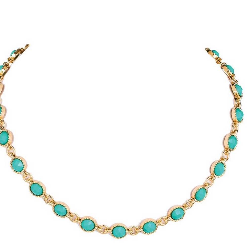 Gold Turquoise Linked Choker Necklac